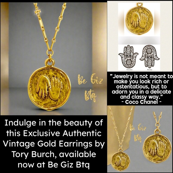 Authentic TORY BURCH Chain Necklace Medallion & whimsical embellishment hangs